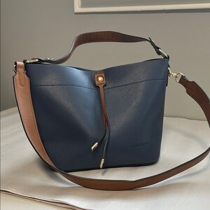 Louenhide Navy Brown Minimalist Travel Crossbody Bag